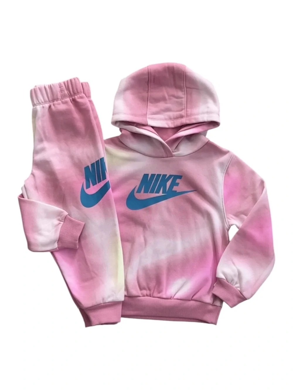 Nike Girls Size 4T Pink Tie-Dye Hooded Sweatshirt & Jogger Pants 2 Piece Set NWT